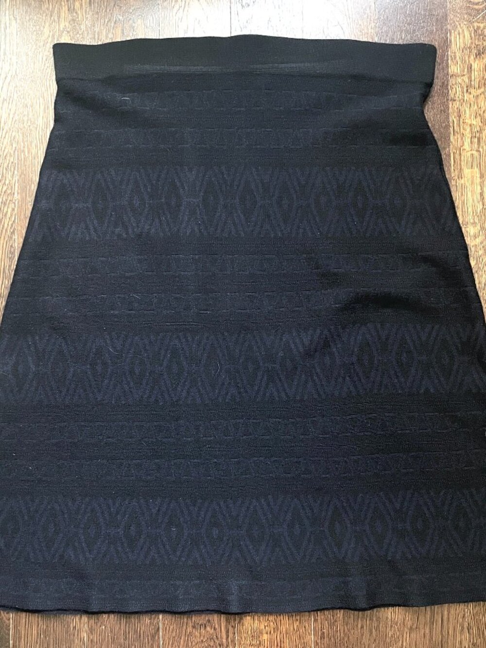 NEW-Simon's Contemporaine Black/deep Blue Knit A-line Skirt-Large